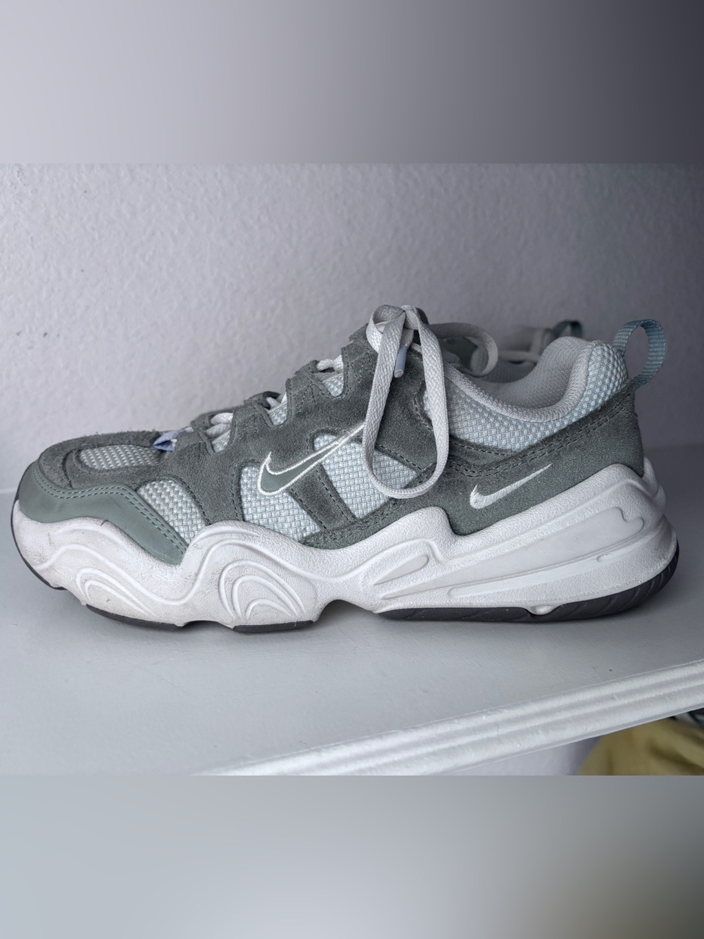 Nike Women’s Tech Her Mica Green Grey Suede Sneakers